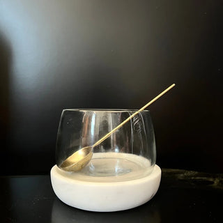 Glass Dip Bowl with Marble Base
