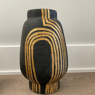Hand-Painted Black & Gold Vessel
