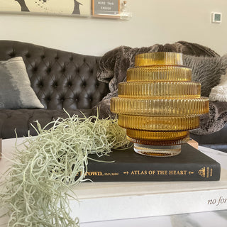Amber Honeycomb Tiered Vase