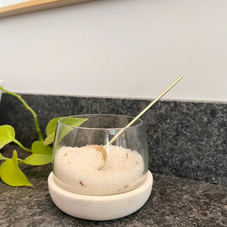 Glass Dip Bowl with Marble Base