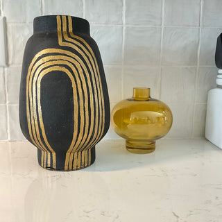 Hand-Painted Black & Gold Vessel