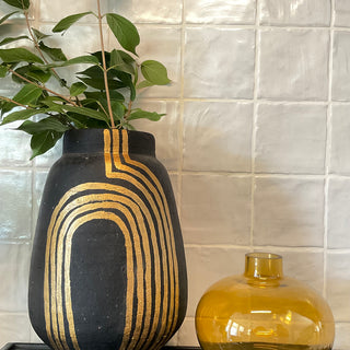 Hand-Painted Black & Gold Vessel