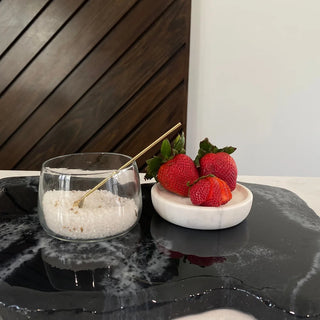 Glass Dip Bowl with Marble Base