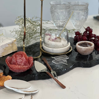 Glass Dip Bowl with Marble Base