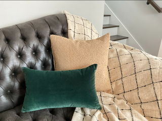 Woven Cream & Black Grid Pattern Throw