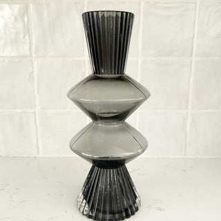 Black Vintage Fluted Vase